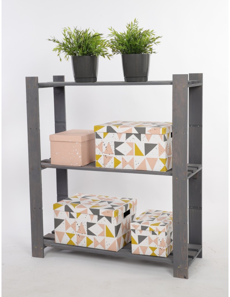 Regały - Regał na książki drewniany B26R 90x80x28 3 półki Szary - product b2b.wamar.biz 6