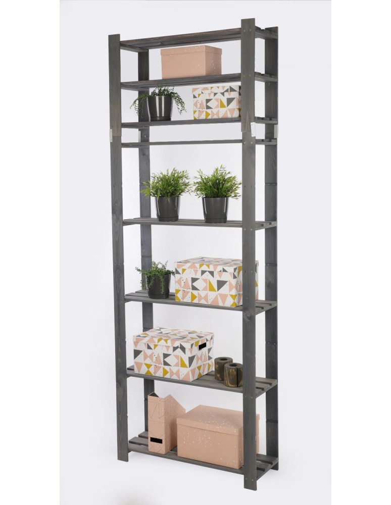 Regały - Regał na książki drewniany B28R 220x80x28 7 półek Szary - product b2b.wamar.biz 2