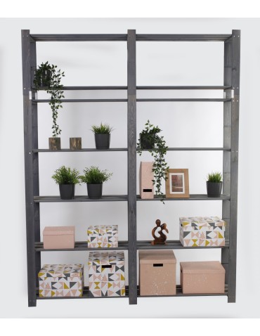 Regały - Regał na książki drewniany B31R 220x170x28 7 półek Szary - product 3