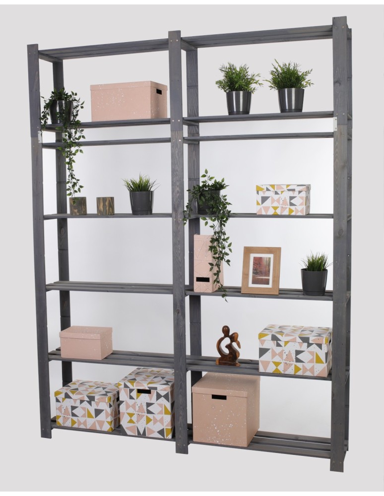 Regały - Regał na książki drewniany B31R 220x170x28 7 półek Szary - product b2b.wamar.biz 6