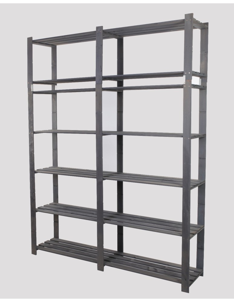 Regały - Regał na książki drewniany B32R 220x170x38 7 półek Szary - product b2b.wamar.biz 2