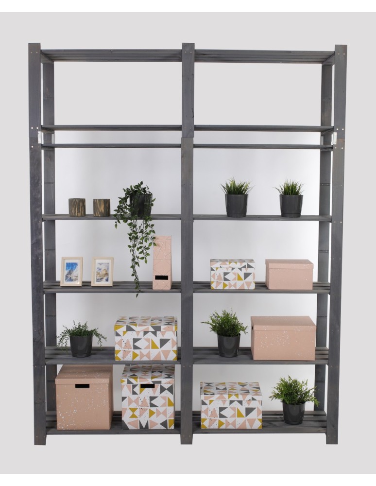 Regały - Regał na książki drewniany B32R 220x170x38 7 półek Szary - product b2b.wamar.biz 4