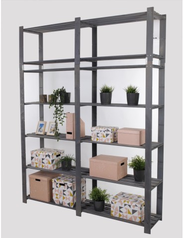 Regały - Regał na książki drewniany B32R 220x170x38 7 półek Szary - product 5