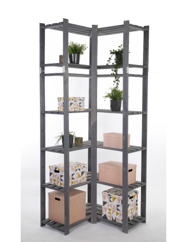Regały - Regał na książki narożny B33R 220x85x38 7 półek Szary - product 3