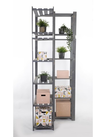 Regały - Regał na książki narożny B33R 220x85x38 7 półek Szary - product 5