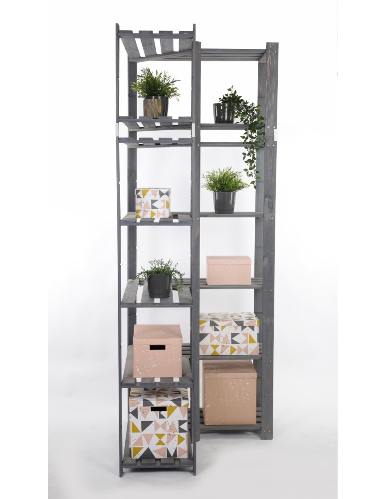 Regały - Regał na książki narożny B33R 220x85x38 7 półek Szary - product b2b.wamar.biz 5