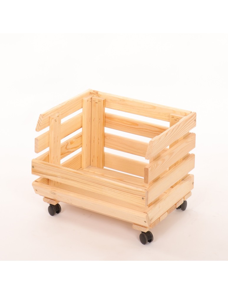 Skrzynie i skrzynki drewniane - Skrzynka na warzywa na kółkach RAWA /szer.37cm - Naturalna - product b2b.wamar.biz 2