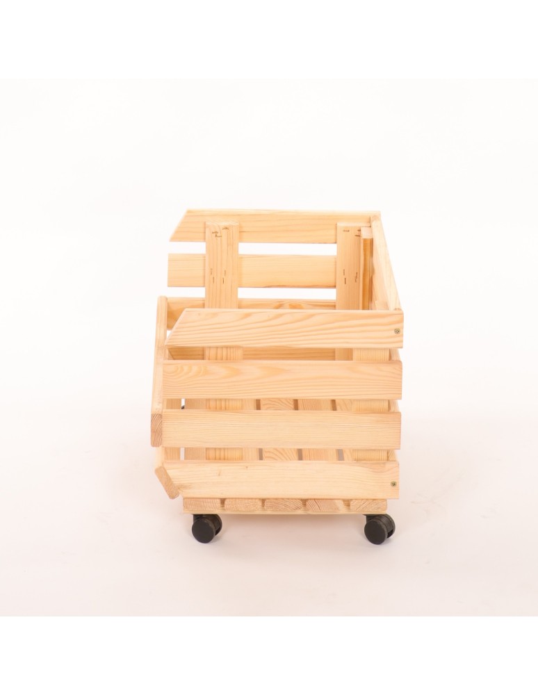 Skrzynie i skrzynki drewniane - Skrzynka na warzywa na kółkach RAWA /szer.37cm - Naturalna - product b2b.wamar.biz 3