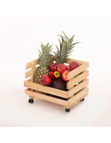 Skrzynie i skrzynki drewniane - Skrzynka na warzywa na kółkach RAWA /szer.37cm - Naturalna - product 5