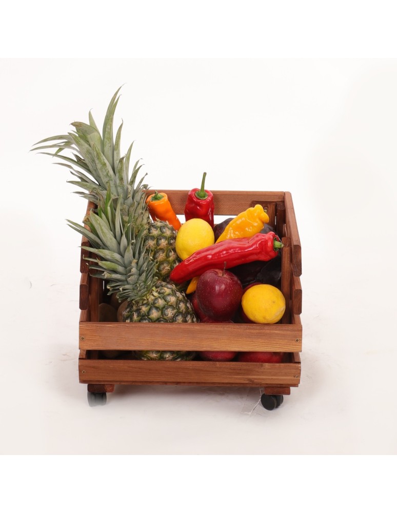 Skrzynie i skrzynki drewniane - Skrzynka na warzywa na kółkach RAWA /szer.37cm -Brązowa - product b2b.wamar.biz 2