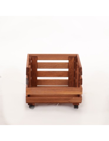 Skrzynie i skrzynki drewniane - Skrzynka na warzywa na kółkach RAWA /szer.37cm -Brązowa - product 4