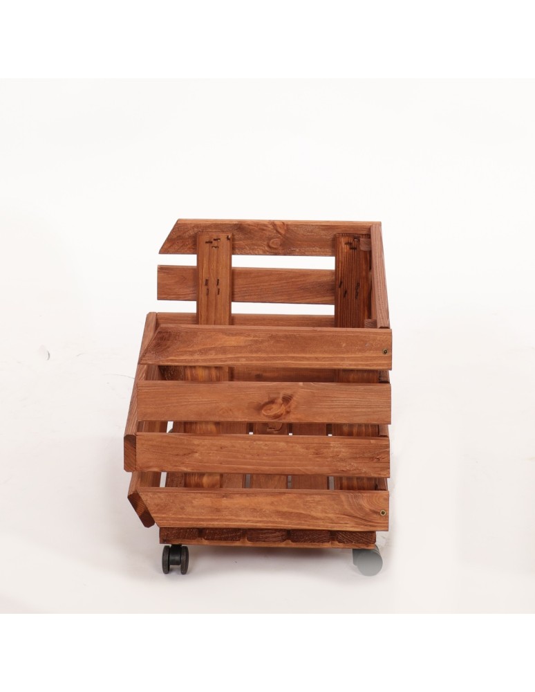 Skrzynie i skrzynki drewniane - Skrzynka na warzywa na kółkach RAWA /szer.37cm -Brązowa - product b2b.wamar.biz 5