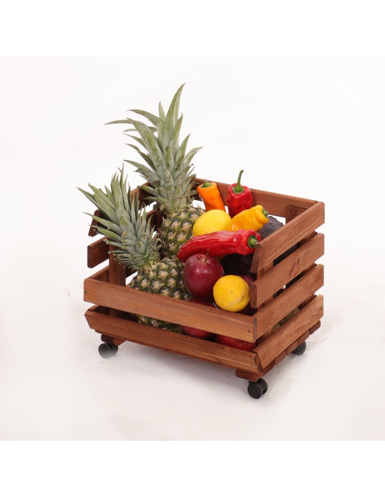 Skrzynie i skrzynki drewniane - Skrzynka na warzywa na kółkach RAWA /szer.37cm -Brązowa - product b2b.wamar.biz 6