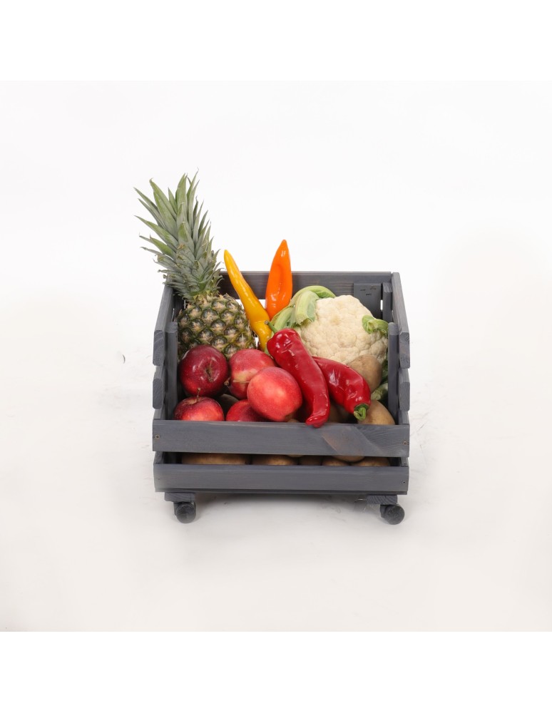 Skrzynie i skrzynki drewniane - Skrzynka na warzywa na kółkach RAWA /szer.37cm -Szara - product b2b.wamar.biz 2