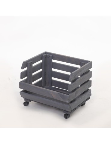 Skrzynie i skrzynki drewniane - Skrzynka na warzywa na kółkach RAWA /szer.37cm -Szara - product 3