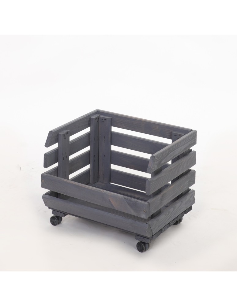 Skrzynie i skrzynki drewniane - Skrzynka na warzywa na kółkach RAWA /szer.37cm -Szara - product b2b.wamar.biz 3