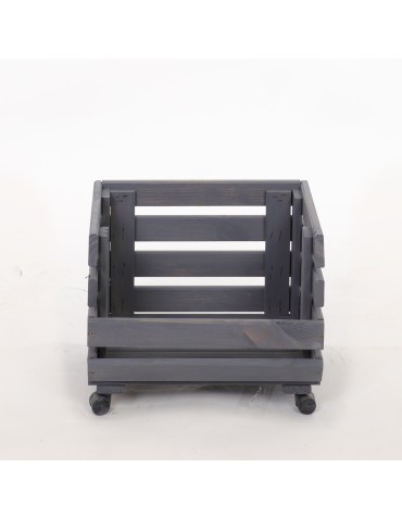 Skrzynie i skrzynki drewniane - Skrzynka na warzywa na kółkach RAWA /szer.37cm -Szara - product 4