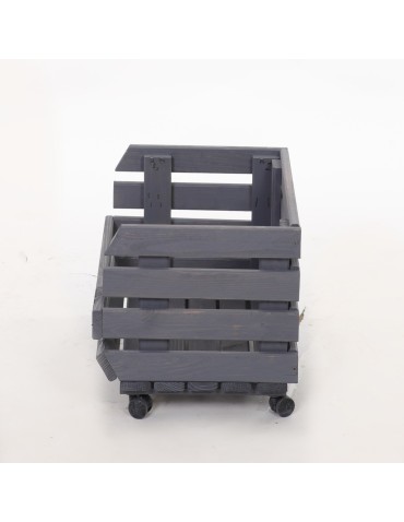 Skrzynie i skrzynki drewniane - Skrzynka na warzywa na kółkach RAWA /szer.37cm -Szara - product 5