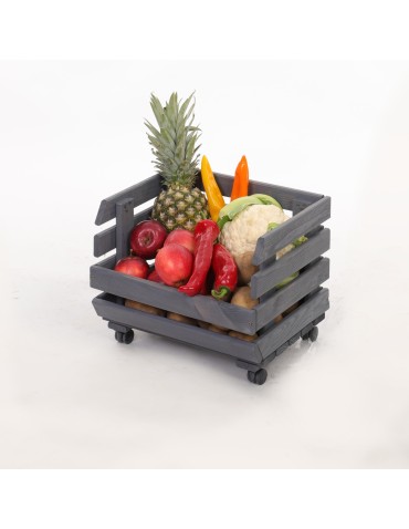 Skrzynie i skrzynki drewniane - Skrzynka na warzywa na kółkach RAWA /szer.37cm -Szara - product 6