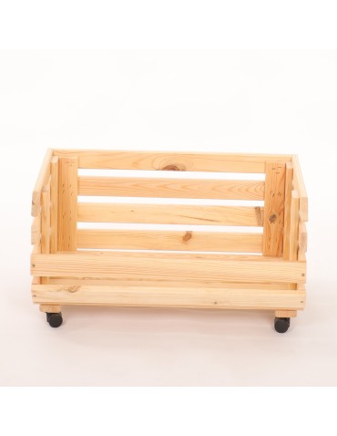 Skrzynie i skrzynki drewniane - Skrzynka na warzywa na kółkach RAWA /szer.57cm - Naturalna - product 4