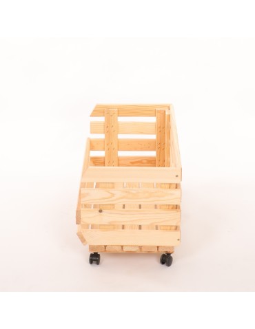 Skrzynie i skrzynki drewniane - Skrzynka na warzywa na kółkach RAWA /szer.57cm - Naturalna - product 5