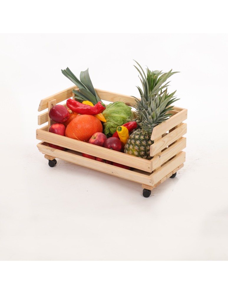 Skrzynie i skrzynki drewniane - Skrzynka na warzywa na kółkach RAWA /szer.57cm - Naturalna - product b2b.wamar.biz 6