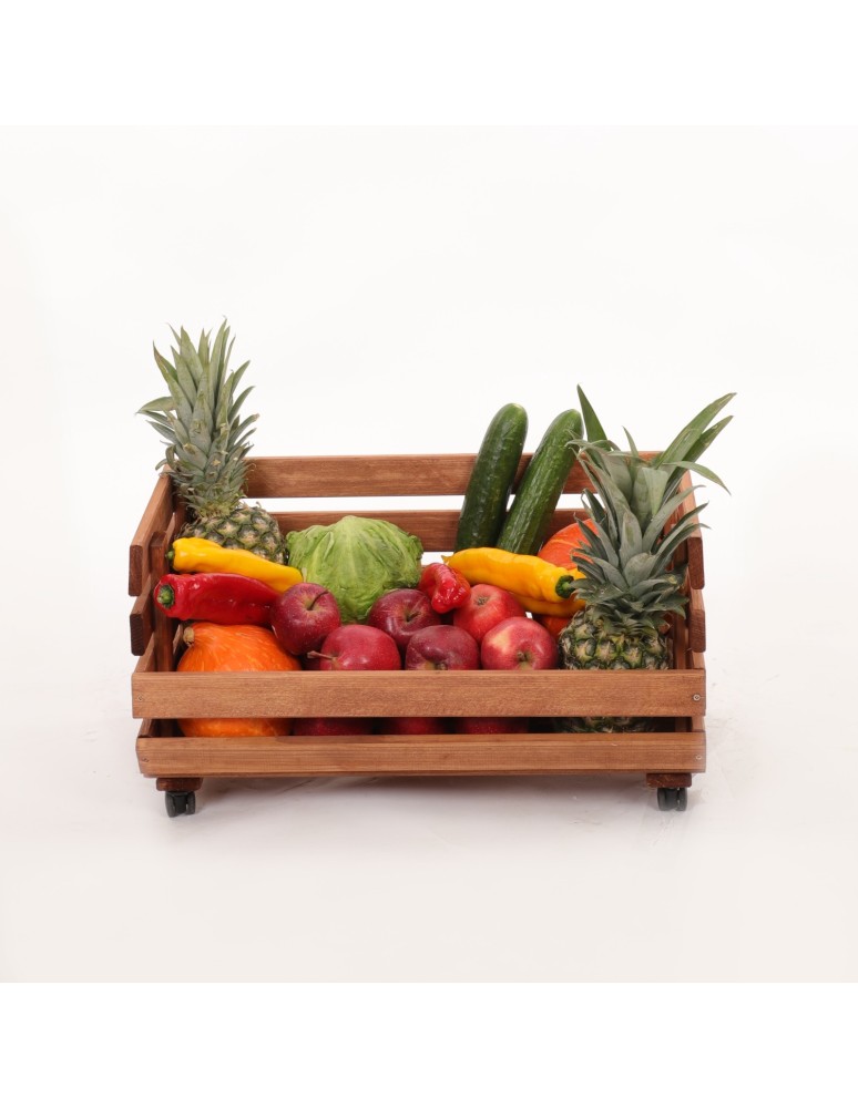 Skrzynie i skrzynki drewniane - Skrzynka na warzywa na kółkach RAWA /szer.57cm - Brązowa - product b2b.wamar.biz 2