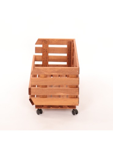 Skrzynie i skrzynki drewniane - Skrzynka na warzywa na kółkach RAWA /szer.57cm - Brązowa - product 5