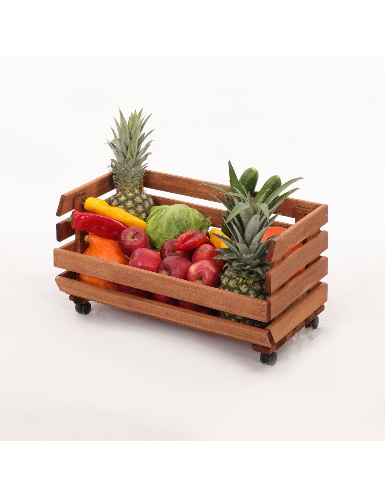 Skrzynie i skrzynki drewniane - Skrzynka na warzywa na kółkach RAWA /szer.57cm - Brązowa - product b2b.wamar.biz 6