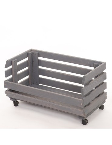 Skrzynie i skrzynki drewniane - Skrzynka na warzywa na kółkach RAWA /szer.57cm - Szara - product 3