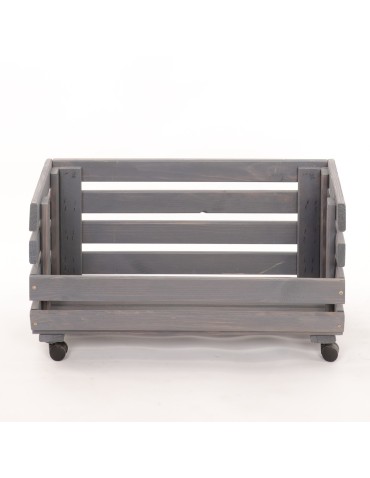 Skrzynie i skrzynki drewniane - Skrzynka na warzywa na kółkach RAWA /szer.57cm - Szara - product 4