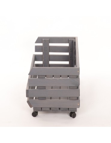 Skrzynie i skrzynki drewniane - Skrzynka na warzywa na kółkach RAWA /szer.57cm - Szara - product 5