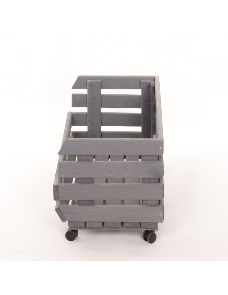 Skrzynie i skrzynki drewniane - Skrzynka na warzywa na kółkach RAWA /szer.57cm - Szara - product b2b.wamar.biz 5