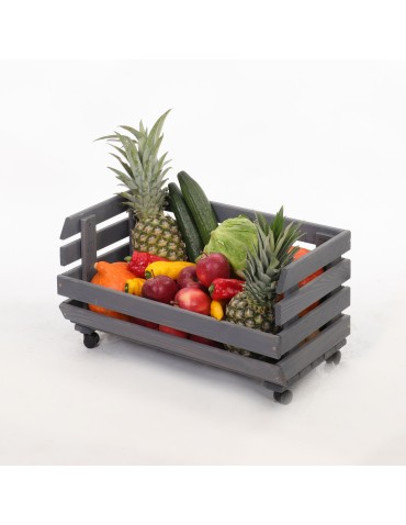 Skrzynie i skrzynki drewniane - Skrzynka na warzywa na kółkach RAWA /szer.57cm - Szara - product 6