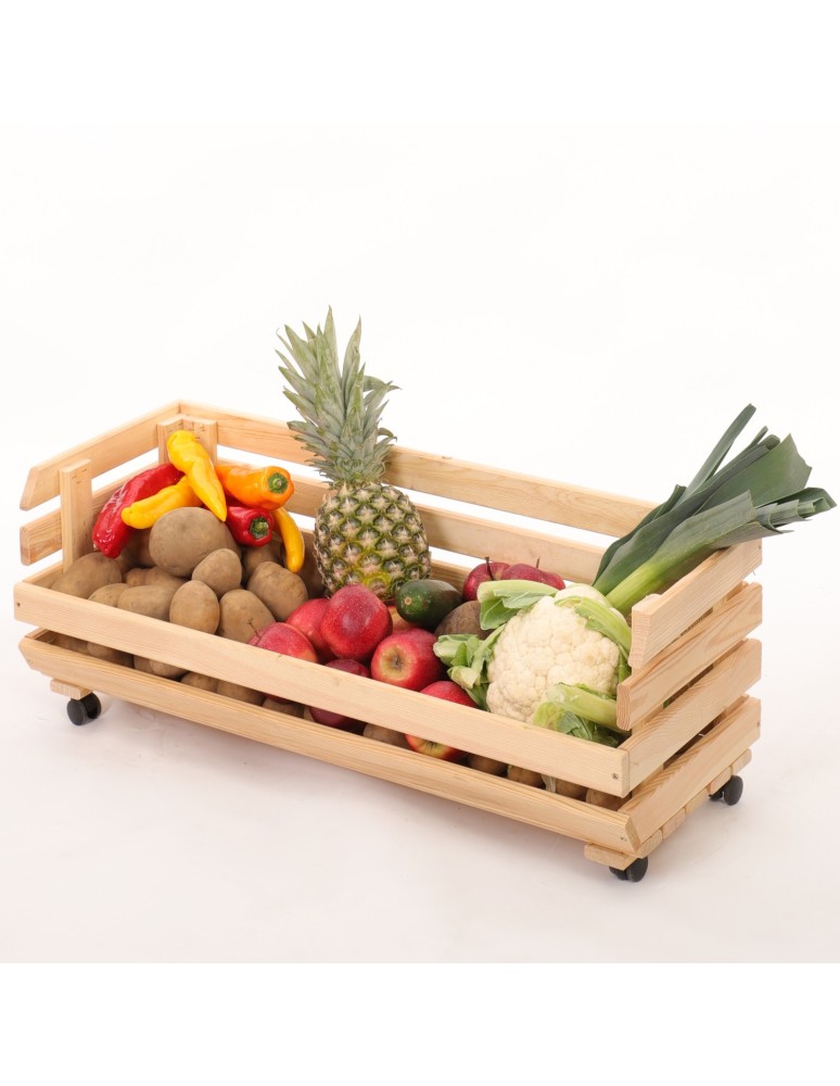 Skrzynie i skrzynki drewniane - Skrzynka na warzywa na kółkach RAWA /szer.77cm - Naturalna - product b2b.wamar.biz 6