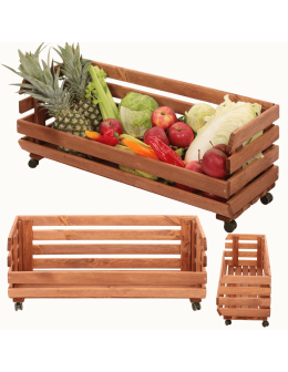 Skrzynka na warzywa na kółkach RAWA /szer.77cm - Brązowa