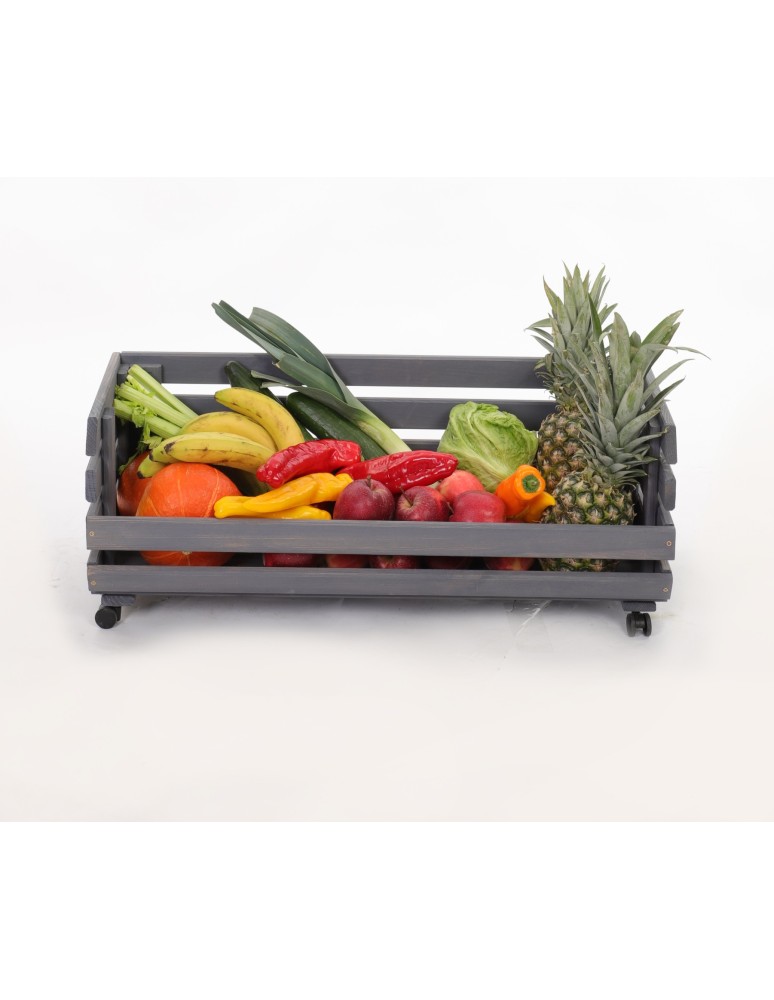 Skrzynie i skrzynki drewniane - Skrzynka na warzywa na kółkach RAWA /szer.77cm - Szara - product b2b.wamar.biz 2