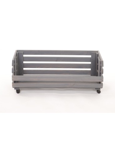 Skrzynie i skrzynki drewniane - Skrzynka na warzywa na kółkach RAWA /szer.77cm - Szara - product 4