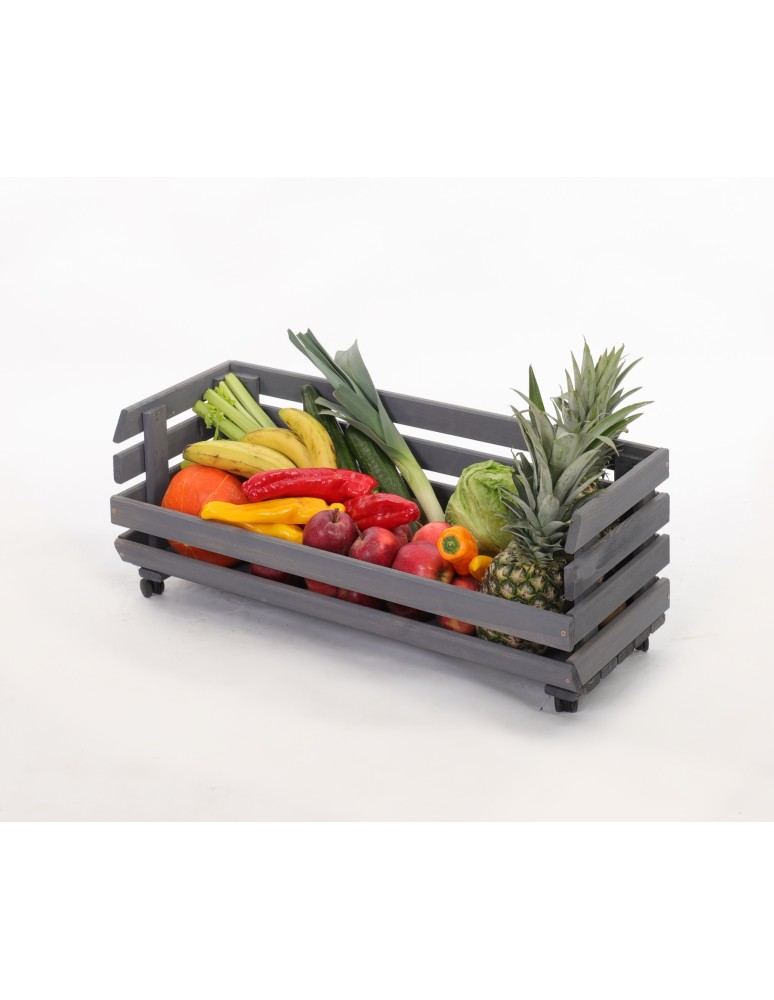 Skrzynie i skrzynki drewniane - Skrzynka na warzywa na kółkach RAWA /szer.77cm - Szara - product b2b.wamar.biz 6