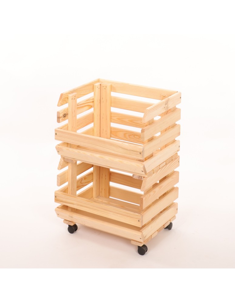 Skrzynie i skrzynki drewniane - Skrzynki na warzywa na kółkach RAWA /szer.37cm - Naturalne - product b2b.wamar.biz 3