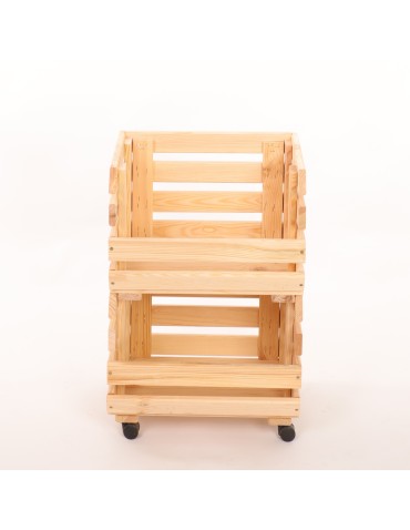 Skrzynie i skrzynki drewniane - Skrzynki na warzywa na kółkach RAWA /szer.37cm - Naturalne - product 4