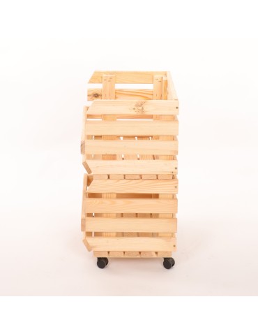 Skrzynie i skrzynki drewniane - Skrzynki na warzywa na kółkach RAWA /szer.37cm - Naturalne - product 5