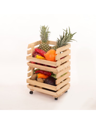 Skrzynie i skrzynki drewniane - Skrzynki na warzywa na kółkach RAWA /szer.37cm - Naturalne - product 6