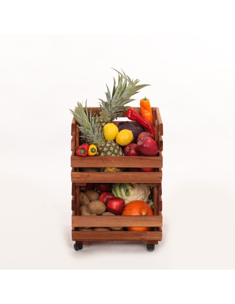 Skrzynie i skrzynki drewniane - Skrzynki na warzywa na kółkach RAWA /szer.37cm -Brązowe - product b2b.wamar.biz 2