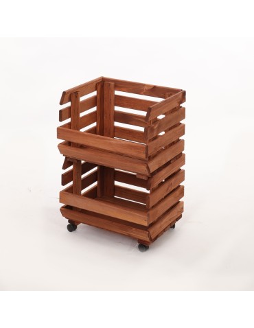 Skrzynie i skrzynki drewniane - Skrzynki na warzywa na kółkach RAWA /szer.37cm -Brązowe - product 3