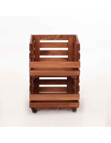 Skrzynie i skrzynki drewniane - Skrzynki na warzywa na kółkach RAWA /szer.37cm -Brązowe - product 4