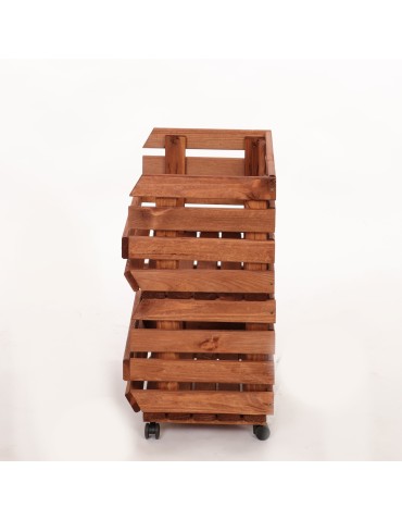 Skrzynie i skrzynki drewniane - Skrzynki na warzywa na kółkach RAWA /szer.37cm -Brązowe - product 5