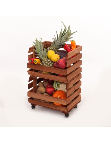 Skrzynie i skrzynki drewniane - Skrzynki na warzywa na kółkach RAWA /szer.37cm -Brązowe - product 6