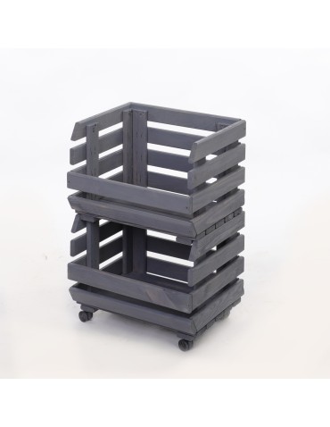 Skrzynie i skrzynki drewniane - Skrzynki na warzywa na kółkach RAWA /szer.37cm -Szare - product 3