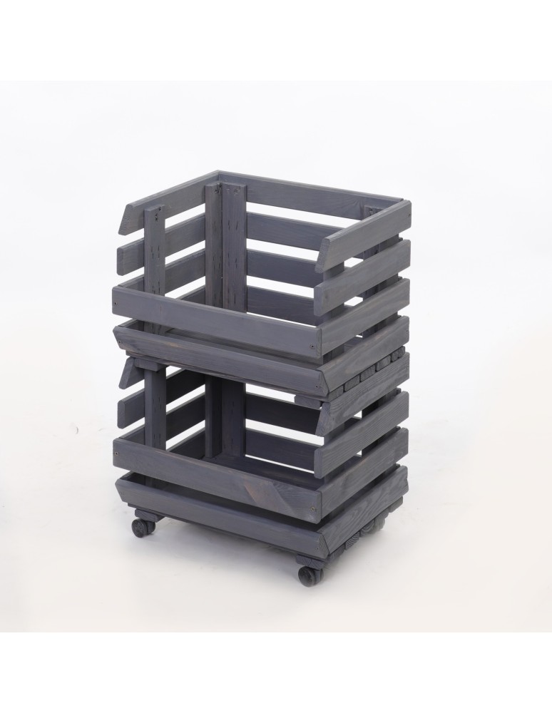 Skrzynie i skrzynki drewniane - Skrzynki na warzywa na kółkach RAWA /szer.37cm -Szare - product b2b.wamar.biz 3